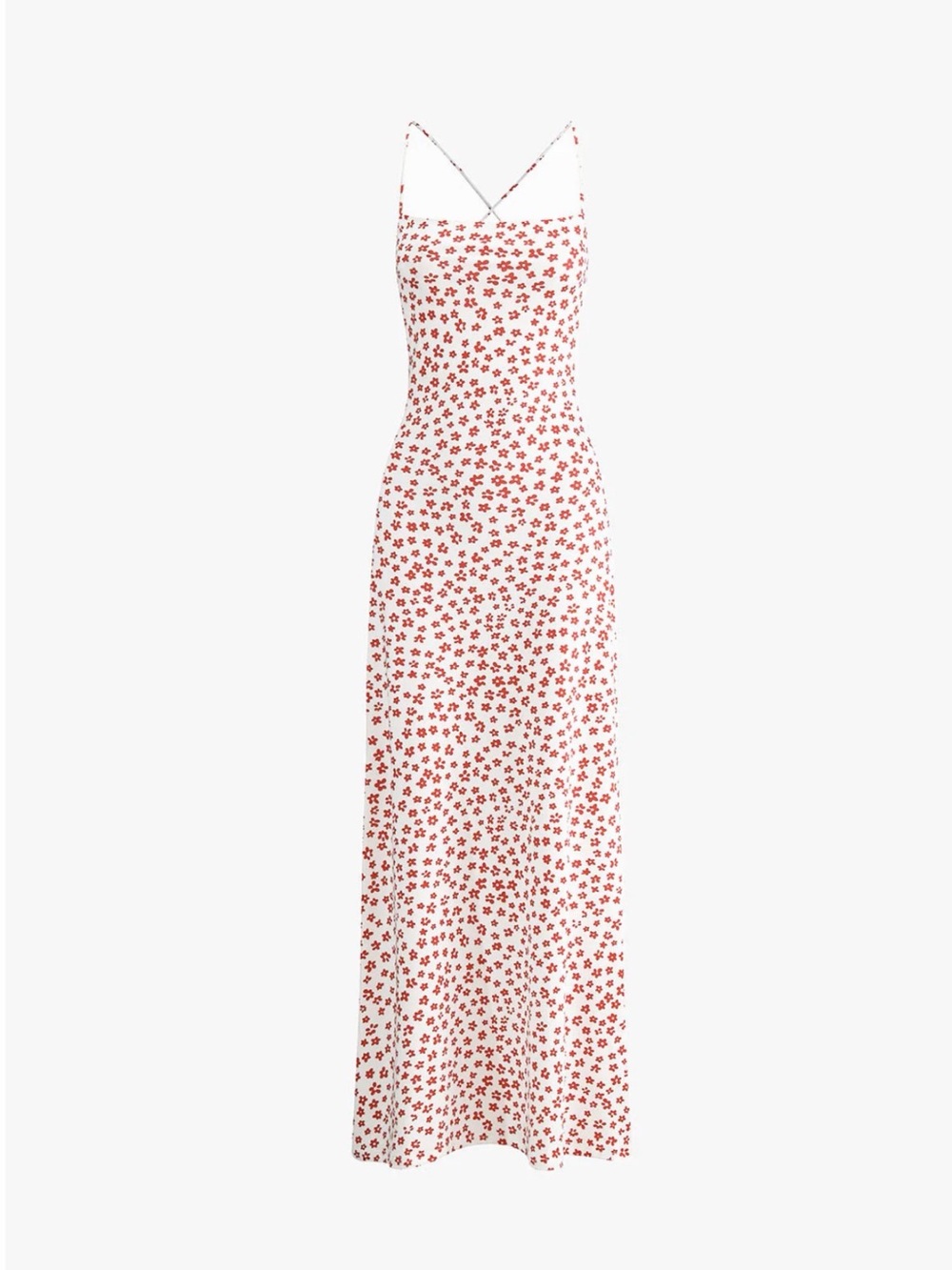 NWT Commense White Maxi Dress with Red Floral Print and Tie Back